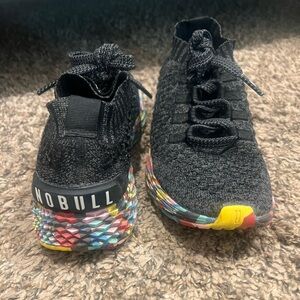 NOBULL Allday Knit running shoes in the Black Wild colorway.  Womens size 8